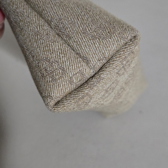 Dooney and Borke Mini Canvas Beige Monogram Leather Pull Pouch - Picture 10 of 12